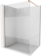 Mexen Kioto Walk-in Shower Wall 100 x 200 cm, Transparent/Frosted 8 mm, Brushed Brass - 800-100-101-65-35