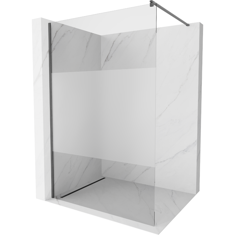 Mexen Kioto Walk-in Shower Wall 70 x 200 cm, Transparent/Frost 8 mm, Brushed Gun Gray - 800-070-101-66-35