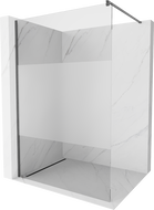 Mexen Kioto Walk-in Shower Wall 110 x 200 cm, Transparent/Frosted 8 mm, Brushed Gun Gray - 800-110-101-66-35