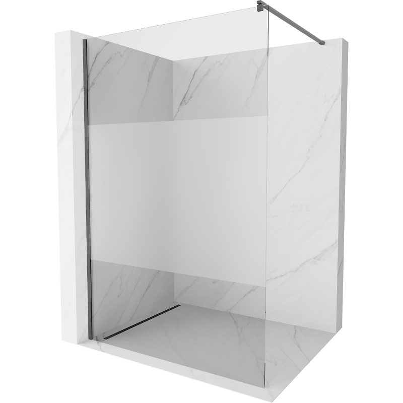 Mexen Kioto Walk-in Shower Screen 120 x 200 cm, Transparent/Frosted 8 mm, Gun Gray Brushed - 800-120-101-66-35