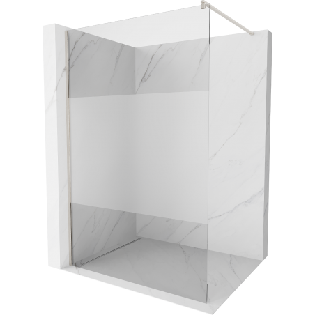 Mexen Kioto Walk-in Shower Wall 110 x 200 cm, Transparent/Frosted 8 mm, Brushed Nickel - 800-110-101-97-35