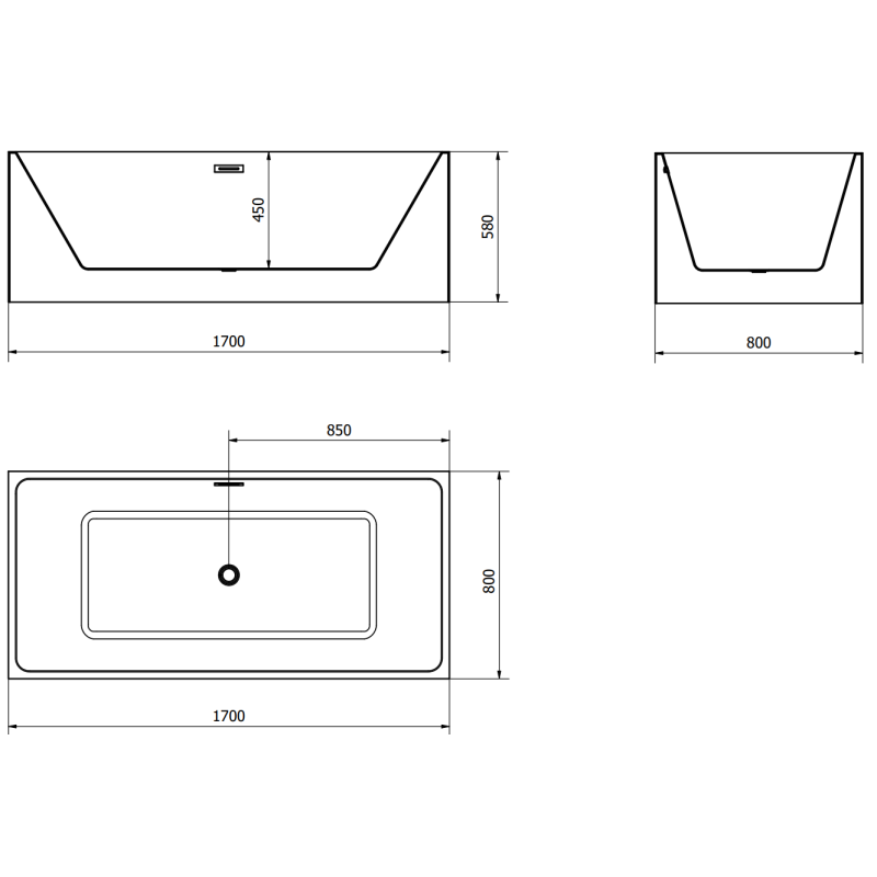 Mexen Nita freestanding bathtub 170 x 80 cm, white, chrome overflow - 52091708000-01