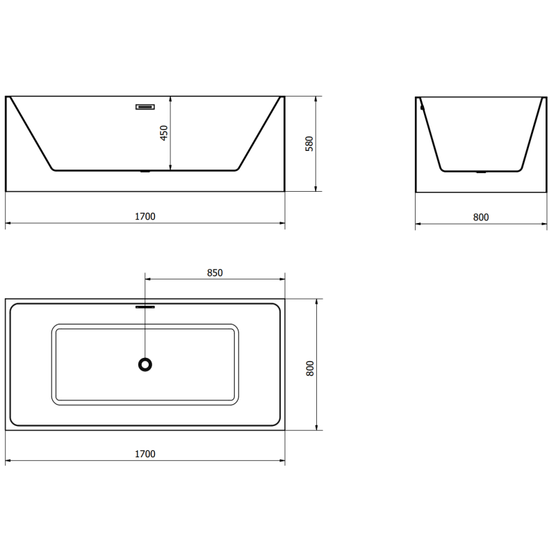 Mexen Nita free-standing bathtub 170 x 80 cm, white, gold overflow - 52091708000-50