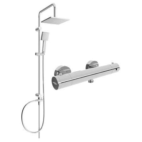 Mexen Kai Tord exposed shower set with rain shower and thermostatic shower faucet, chrome - 77100200-00