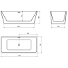 Mexen Lita freestanding bathtub 67 x 29.5 in, white, black overflow - 52121707500-70