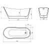 Mexen Alta freestanding bathtub 170 x 75 cm, white, gold overflow - 52141707500-50