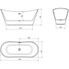Mexen Celia freestanding bathtub 170 x 75 cm, white, gold overflow - 52331707500-50