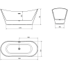 Mexen Celia freestanding bathtub 67 x 29.5 inches, white, black overflow - 52331707500-70