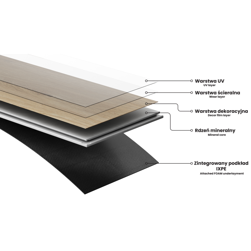 Mexen Lago Vista vinyl panels 1240 x 182 mm SPC 6.5 mm, IXPE underlay 1.5 mm, 4 V-Groove, Oak - F1035-1240-182-505-4V1-01