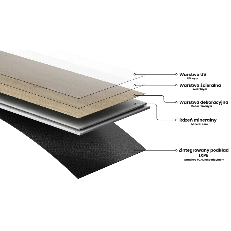 Mexen Boone vinyl panels 1240 x 182 mm SPC 6.5 mm, IXPE underlay 1.5 mm, 4 V-Groove, Oak - F1054-1240-182-505-4V1-01