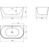 Mexen Oval freestanding wall-mounted bathtub 140 x 75 cm, white/black, white overflow - 52671407575-20