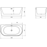 Mexen Oval freestanding wall-mounted bathtub 150 x 75 cm, white/black, chrom overflow - 52671507575-01