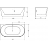 Mexen Oval freestanding wall-mounted bathtub 160 x 80 cm, white, chrome overflow - 52671608000-01