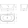 Mexen Oval freestanding wall-mounted bathtub 160 x 80 cm, white/black, gun metal drain - 52671608075-95