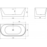 Mexen Oval freestanding wall bath 170 x 80 cm, white, white overflow - 52671708000-20