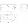 Mexen Mia Free-standing Corner Bathtub Left 150 x 75 cm, White, Black Overflow - 52691507500L-70
