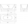 Mexen Mia free-standing corner bathtub right 150 x 75 cm, white, brushed gun gray overflow - 52691507500P-66