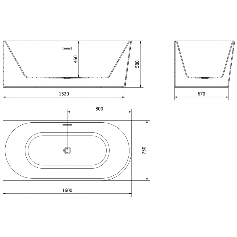 Mexen Mia freestanding corner bathtub left 160 x 75 cm, white, gold overflow - 52691607500L-50