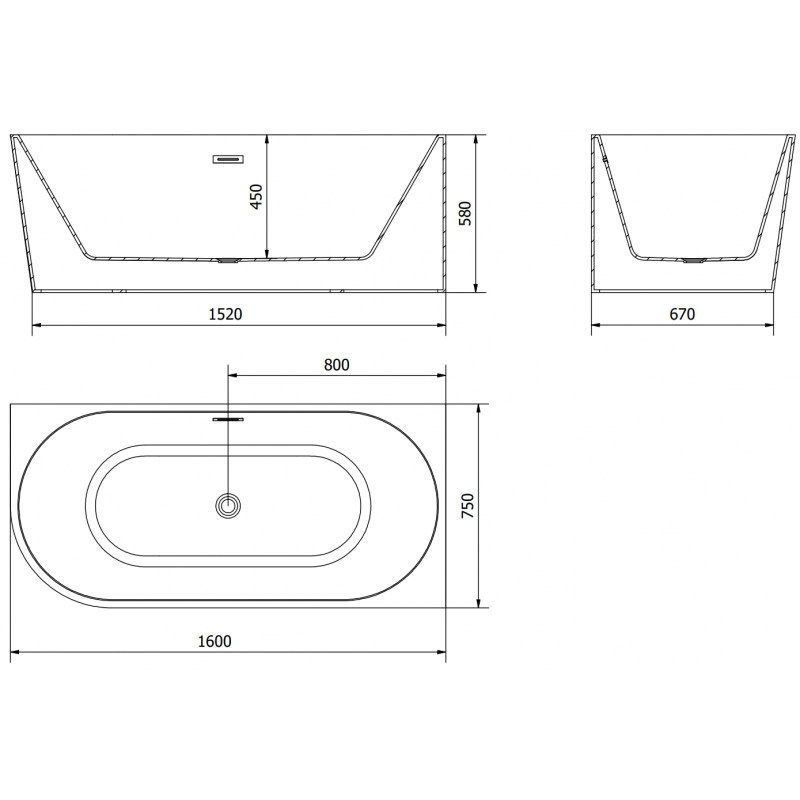 Mexen Mia freestanding corner right bathtub 160 x 75 cm, white, brushed gold overflow - 52691607500P-55