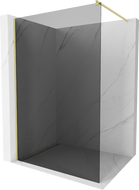 Mexen Kioto Walk-in Shower Panel 80 x 200 cm, Graphite 8 mm, Brushed Gold - 800-080-101-55-40