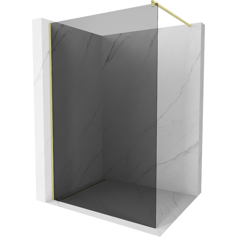 Mexen Kioto Walk-in Shower Wall 100 x 200 cm, Graphite 8 mm, Brushed Gold - 800-100-101-55-40