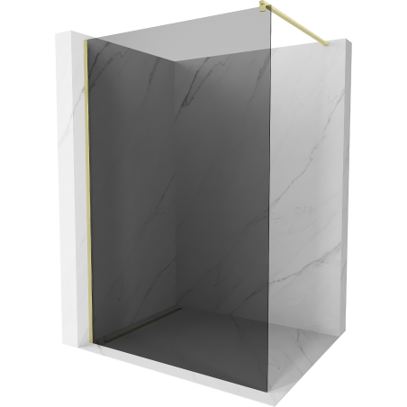 Mexen Kioto Walk-in Shower Screen 100 x 200 cm, Graphite 8 mm, Brushed Gold - 800-100-101-55-40