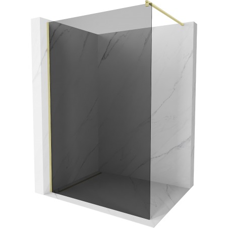 Mexen Kioto Walk-in Shower Wall 100 x 200 cm, Graphite 8 mm, Brushed Gold - 800-100-101-55-40