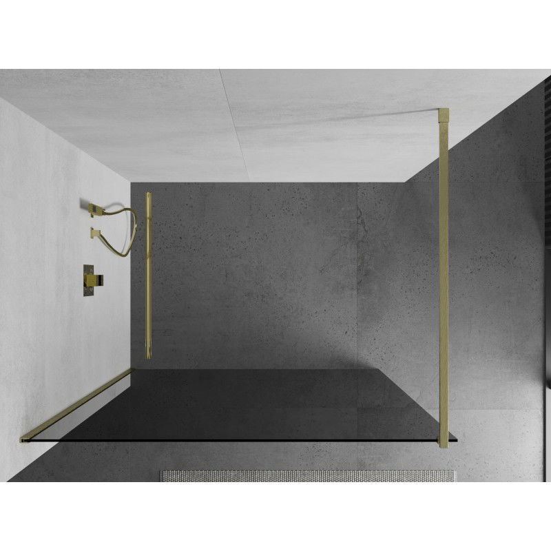 Mexen Kioto shower wall Walk-in 110 x 200 cm, graphite 8 mm, brushed gold - 800-110-101-55-40