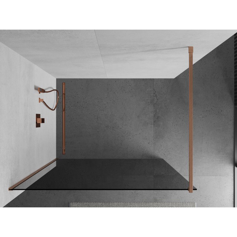 Mexen Kioto Walk-in Shower Screen 80 x 200 cm, 8 mm Graphite, Brushed Copper - 800-080-101-65-40