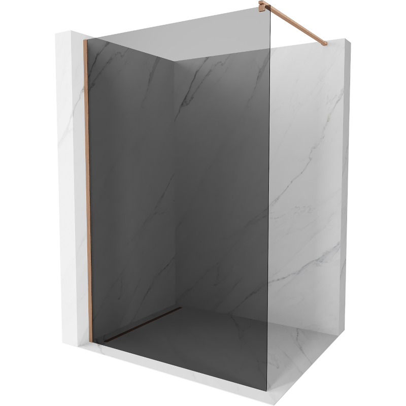 Mexen Kioto Walk-in Shower Wall 130 x 200 cm, Graphite 8 mm, Brushed Copper - 800-130-101-65-40