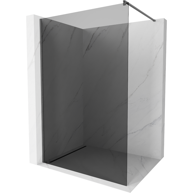 Mexen Kioto Walk-in Shower Wall 110 x 200 cm, Graphite 8 mm, Gun Gray Brushed - 800-110-101-66-40