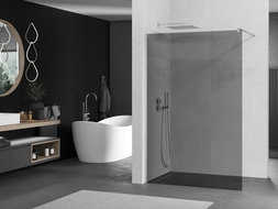Mexen Kioto Walk-in Shower Wall 90 x 200 cm, Graphite 8 mm, Brushed Nickel - 800-090-101-97-40