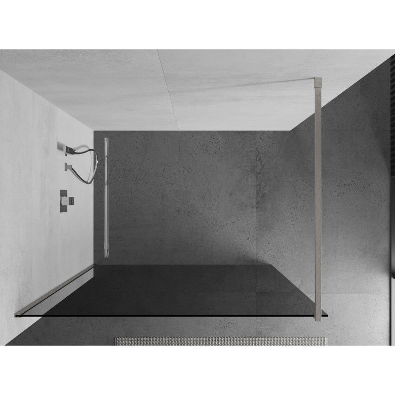 Mexen Kioto Walk-in Shower Wall 130 x 200 cm, Graphite 8 mm, Brushed Nickel - 800-130-101-97-40