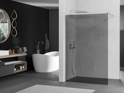 Mexen Kioto 120 x 200 cm Walk-in Shower Wall, Graphite 8 mm, Brushed Nickel - 800-120-101-97-40