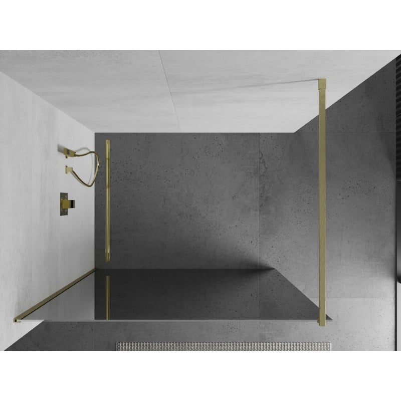 Mexen Kioto Walk-in Shower Screen 70 x 200 cm, Mirror 8 mm, Brushed Gold - 800-070-101-55-50