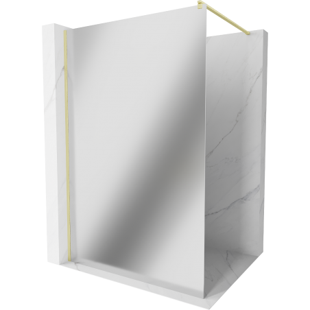 Mexen Kioto Walk-in Shower Screen 80 x 200 cm, Mirror 8 mm, Brushed Gold - 800-080-101-55-50