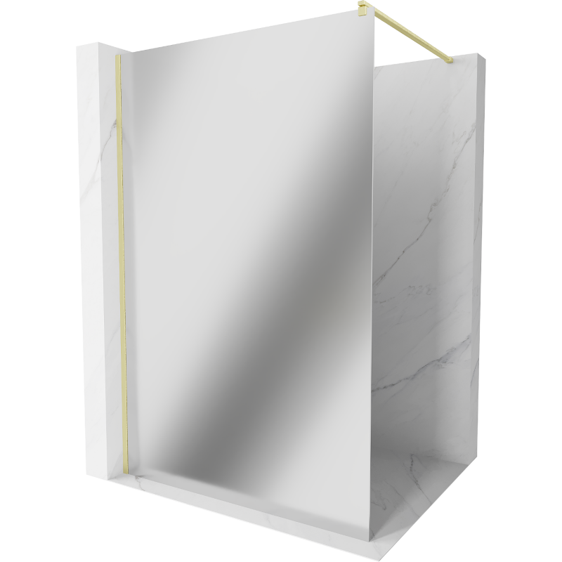 Mexen Kioto Walk-in Shower Panel 90 x 200 cm, Mirror 8 mm, Brushed Gold - 800-090-101-55-50