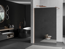 Mexen Kioto Walk-in Shower Wall 120 x 200 cm, mirror 8 mm, brushed copper - 800-120-101-65-50