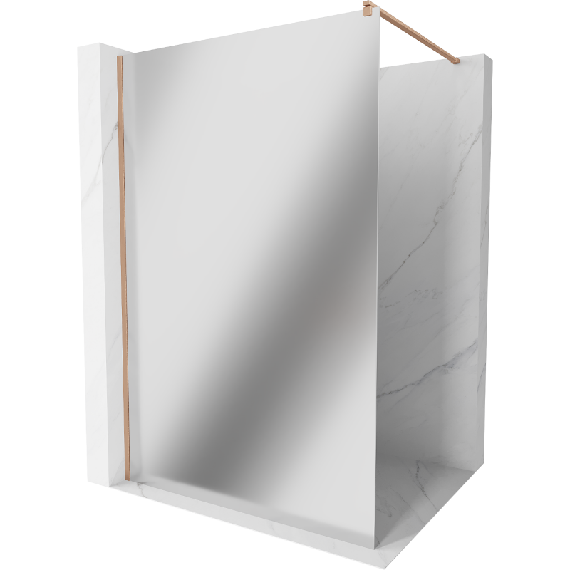 Mexen Kioto Walk-in Shower Wall 120 x 200 cm, 8 mm Mirror Glass, Brushed Copper - 800-120-101-65-50