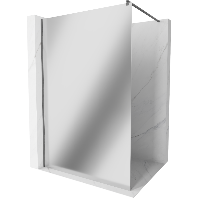 Mexen Kioto Walk-in Shower Wall 80 x 200 cm, Mirror 8 mm, Gun Gray Brushed - 800-080-101-66-50