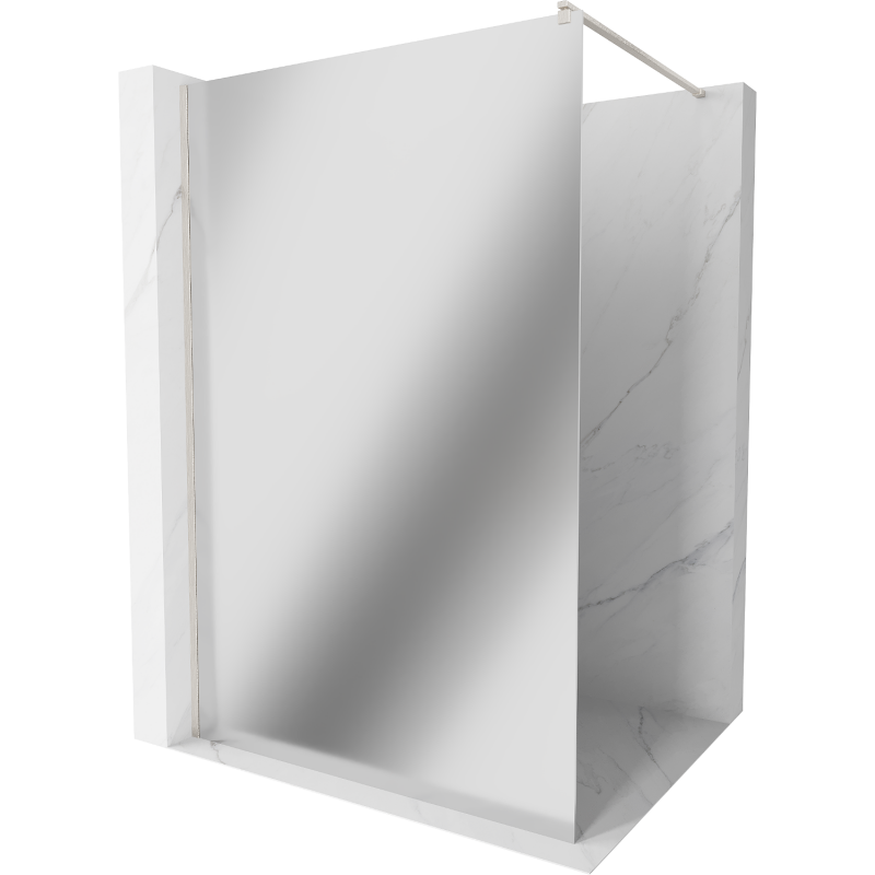 Mexen Kioto Walk-in Shower Wall 100 x 200 cm, Mirror 8 mm, Brushed Nickel - 800-100-101-97-50