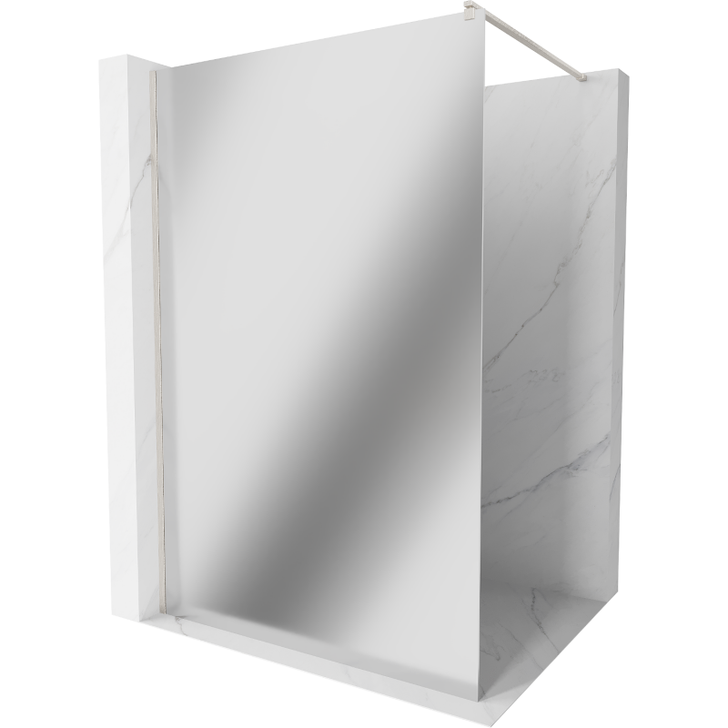 Mexen Kioto Walk-in Shower Wall 110 x 200 cm, Mirror 8 mm, Brushed Nickel - 800-110-101-97-50