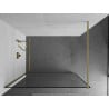Mexen Kioto Walk-in Shower Wall 80 x 200 cm, Black Frame 8 mm, Brushed Gold - 800-080-101-55-70