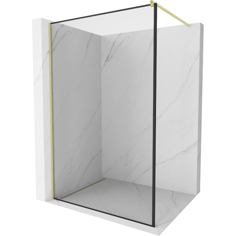 Mexen Kioto Walk-in Shower Screen 80 x 200 cm, Black Pattern 8 mm, Brushed Gold - 800-080-101-55-70