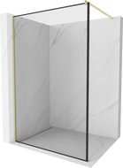 Mexen Kioto Walk-in Shower Wall 140 x 200 cm, Black Pattern 8 mm, Brushed Gold - 800-140-101-55-70