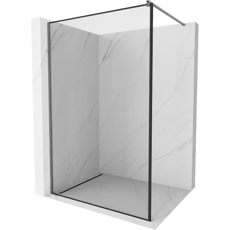 Mexen Kioto Walk-in shower wall 100 x 200 cm, black frame 8 mm, gun gray brushed - 800-100-101-66-70