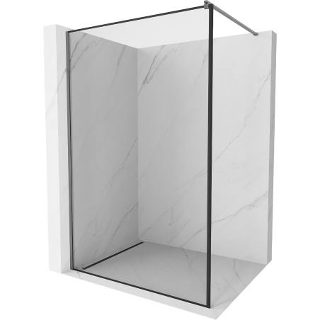 Mexen Kioto Walk-in shower wall 100 x 200 cm, black frame 8 mm, gun gray brushed - 800-100-101-66-70