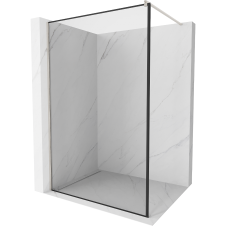 Mexen Kioto Walk-in Shower Wall 160 x 200 cm, Black Frame 8 mm, Brushed Nickel - 800-160-101-97-70