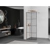 Mexen Kioto shower screen Walk-in 70 x 200 cm, black grid 8 mm, brushed copper - 800-070-101-65-77