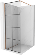 Mexen Kioto shower screen Walk-in 70 x 200 cm, black grid 8 mm, brushed copper - 800-070-101-65-77